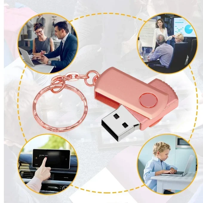 Metal USB 2.0 Flash Drive Rotation Pen Drive 4GB 8GB 16GB 32GB Real Capacity Pendrive Waterproof USB Memory Stick with Key Chain