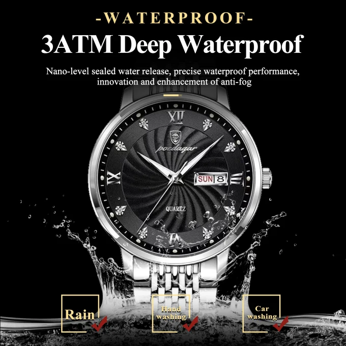 POEDAGAR Luxury Brand Man Watch Waterproof