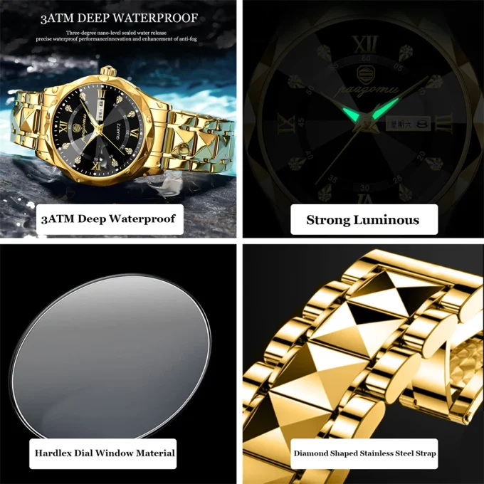 PAAZOMU Brand Fashion Man Wristwatch Waterproof Luminous