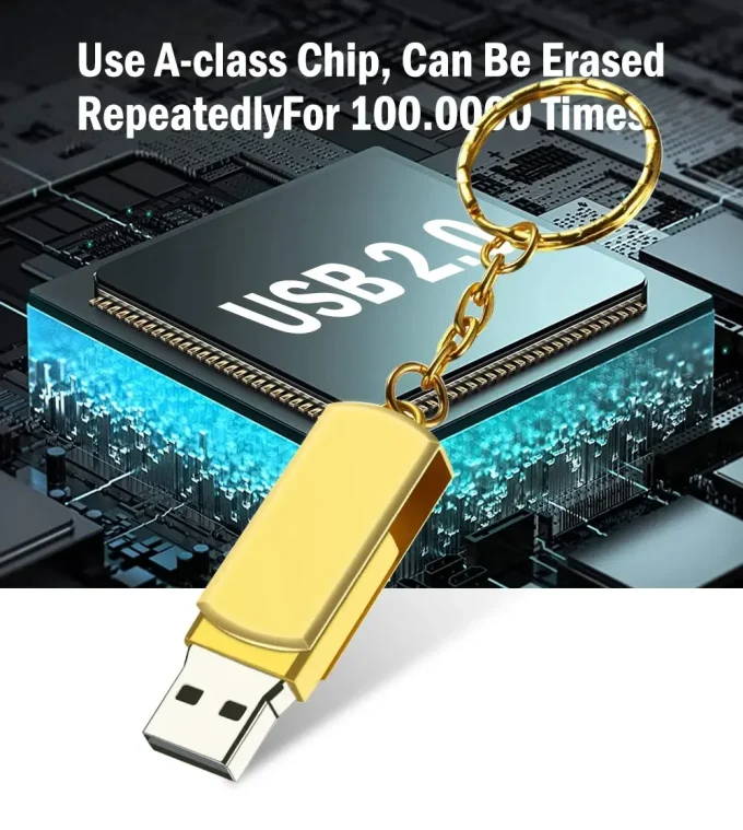 Metal USB 2.0 Flash Drive Rotation Pen Drive 4GB 8GB 16GB 32GB Real Capacity Pendrive Waterproof USB Memory Stick with Key Chain