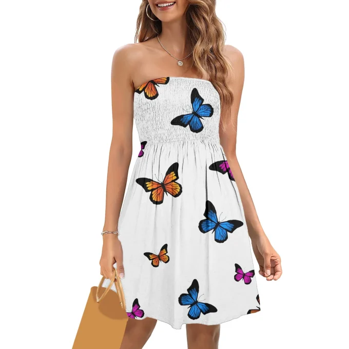 Summer Outfits For Women 2025 Strapless Beach Boho Off Shoulder Dress