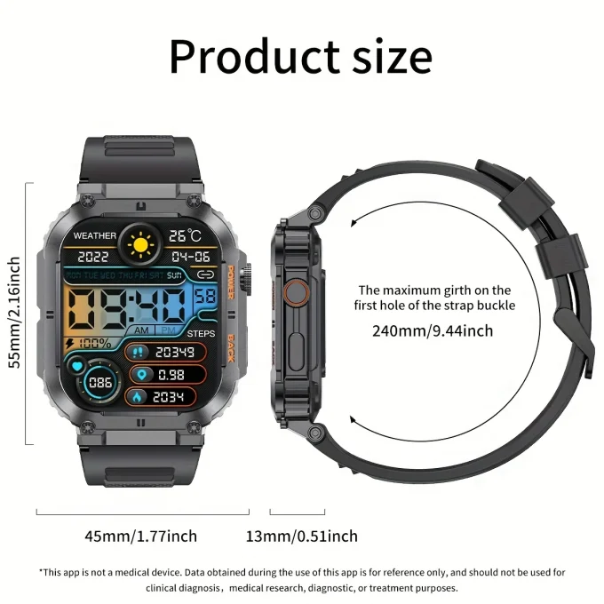 Sport Fitness Tracker health monitor Smartwatch for Android IOS Phone