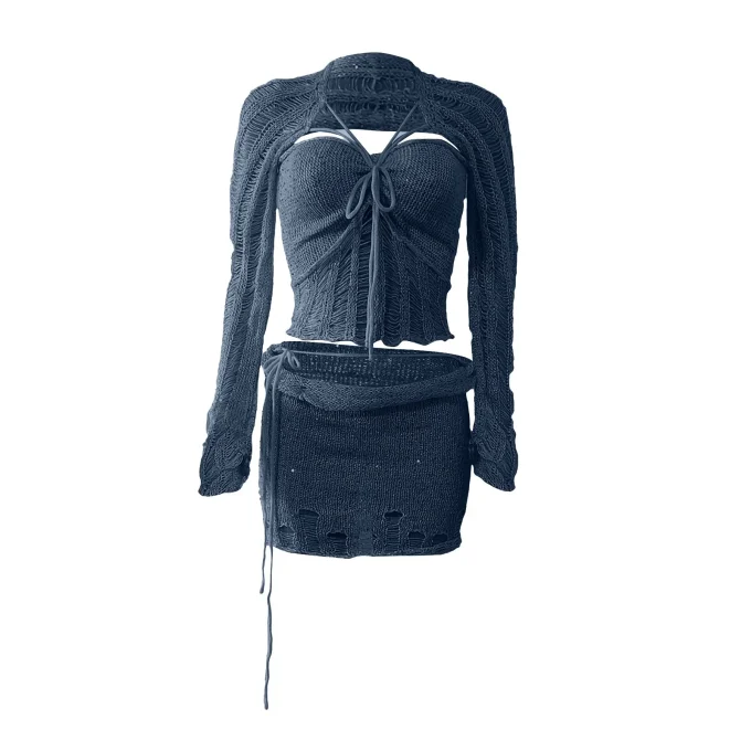 Women Fashion Sexy Hollow Sequins Bandage Tube Top