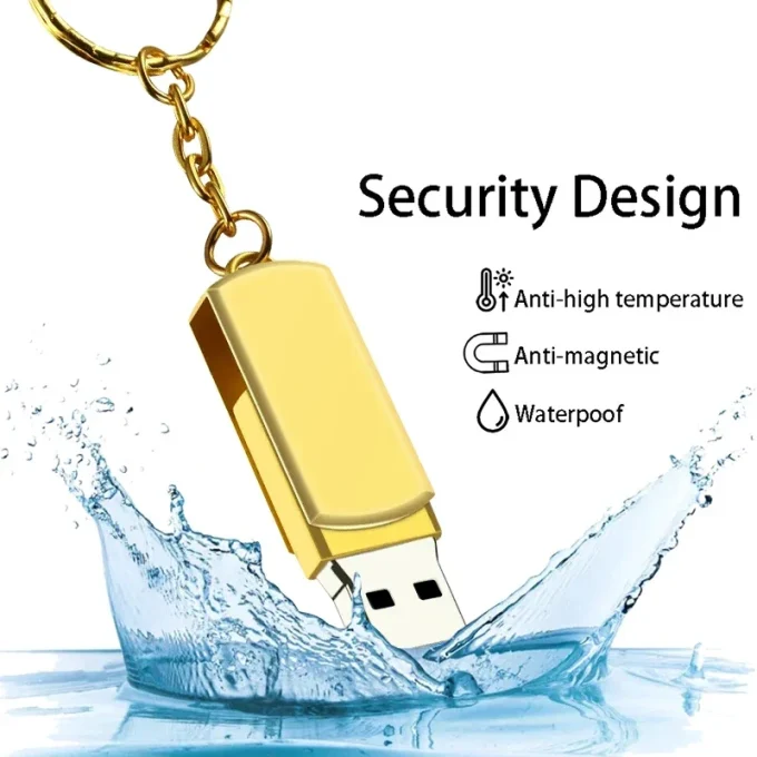 Metal USB 2.0 Flash Drive Rotation Pen Drive 4GB 8GB 16GB 32GB Real Capacity Pendrive Waterproof USB Memory Stick with Key Chain